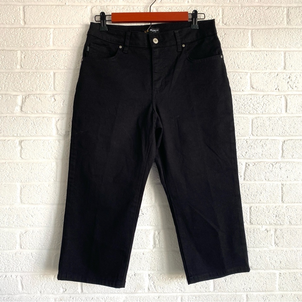 Lee Relaxed Fit Women's Denim Capri Jeans Black Size 8 Summer Casual Basic